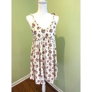 NWT Patrons of Peace Floral Babydoll Mini Dress X Small V Neck Boho Sleeveless